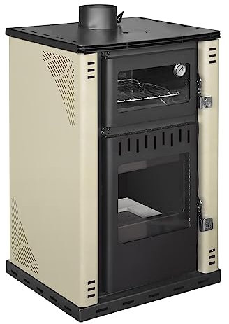 Stufa A Legna Con Forno 27,6Kw Termostufa boiler 38lt Elsa Beige