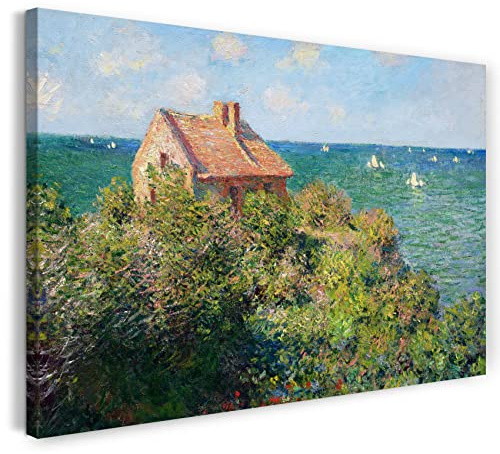 Printed Paintings Leinwandbild (30x20cm) Claude Monet: Fischer-Häuschen in Varengeville, Leinwand auf Keilrahmen gespannt und fertig zum Aufhängen, hochwertiger Kunstdruck aus deutscher Produktion