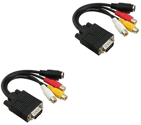 Hemobllo 2pezzi Cavo Adattatore Vga S-video Compatibile Con Laptop e Desktop Con Funzione Tv-out Materiale