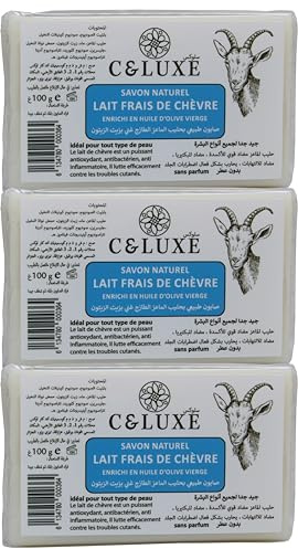 Frische Ziegenmilchseife, ideal für empfindliche Haut, Ekzeme, Schuppenflechte, Akne, angereichert mit nativem Olivenöl, für gesunde Haut (3 x 100 g)