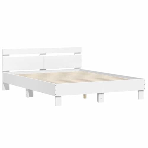 vidaXL Estructura Cama con cabecero Madera ingeniería Blanco 150x200cm