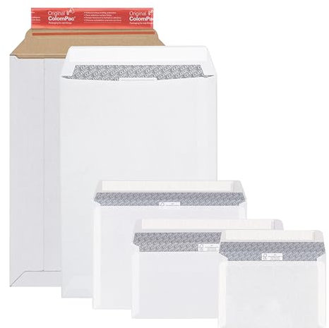 ÖKI Mix-Pack | Haushaltsset mit Kartontasche, C4-Taschen, C5 Briefumschläge, C6/5 Briefumschlag, C6 Kuverts | Haftklebestreifen | 16 Umschläge & Taschen