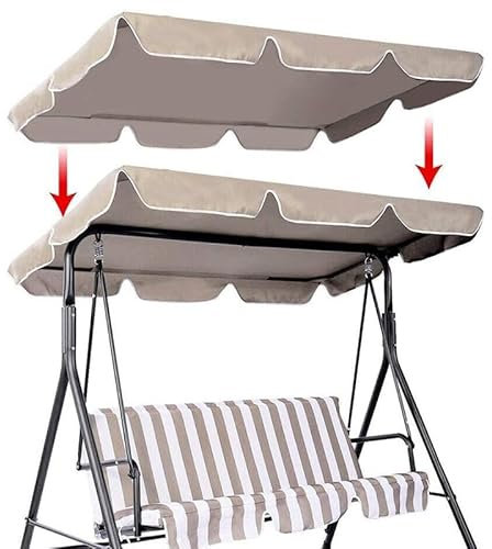 Universal Sonnendach Dachbezug Ersatzdach für Hollywoodschaukel 3 Sitzer Gartenschaukel Bezug für Hollywoodschaukel/Hängematte wasserdichtes Dach für Gartenschaukel UV-Schutz (195*125*15cm,Beige)