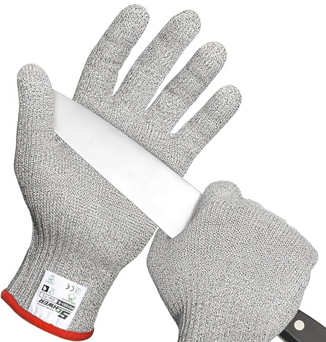 Schwer LEVEL A9/F Guantes de protección contra cortes, protección última contra cortes según los estándares más altos de Estados Unidos y Europa, sin PFAS, para cortar carne (S, gris, 2 pares)