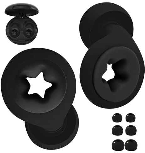 Mauepersu Bouchon d'oreille pour Dormir, Réduction de Bruit de 24dB, Protection Auditive Boules Quies pour Dormir, Concert, DJ’s, Batteurs, Festivals,Avion, Sommeil (Noir, Moyen)