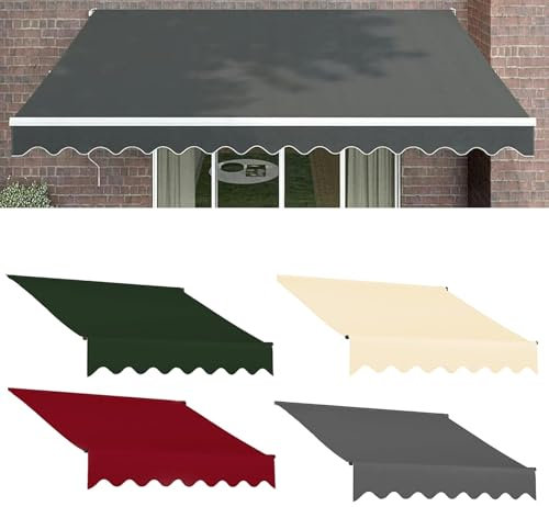 Markise Canvas, Ersatzstoff Fertig Genäht Wasserabweisend, Ohne Rahmen, UV Schutz, Premium Markisenstoff, for Terrasse, Balkon, Markisen Ersatzstoff, Grün/Rot/Grau/Beige, 2/3/4/5/6/7m(Gray,(20x6.5ft)6