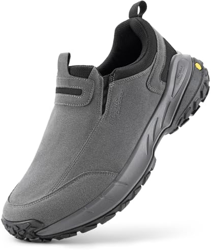 FitVille Men's Extra Wide Hiking Shoes,Slip On Trainers Outdoor Trekking Walking Shoes for Swollen Feet