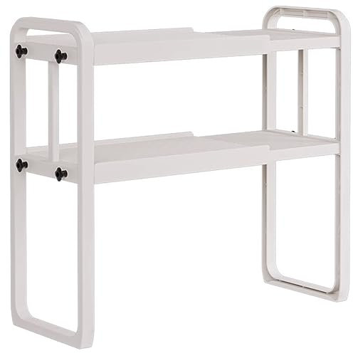 LXYDPZ Microwave Stand Microwave Oven Rack Expandable Metal Microwave Oven Rack Shelf 2 Tiers Kitchen Tableware Storage Counter Rice Cooker Stand Home Microwave Rack Microwave Oven Stand (White)