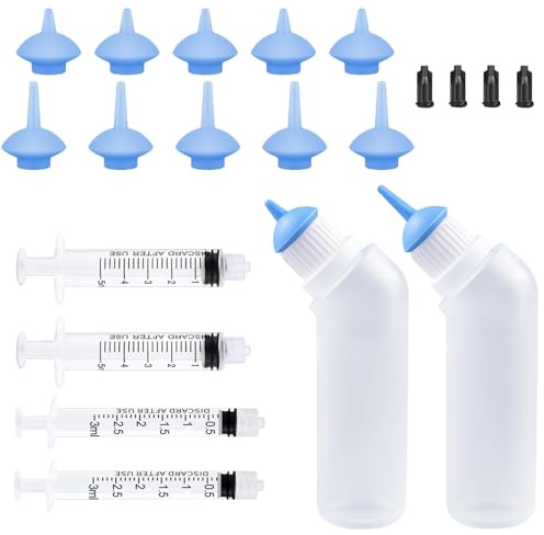 Yoolight 20PCS Haustier Stillflasche mit blauem Ersatz Mini Nippel Fütterungsflasche, Fütterungs-Kit für Kätzchen Welpen für Neugeborene Kätzchen, Welpen, Kleintiere,