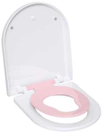 TODOT Familien-Toilettensitz, D-Form, magnetisches Kindersitz, Sturzbremse, verstellbares Scharnier, für Erwachsene und Kinder, schnelle Demontage – Rosa