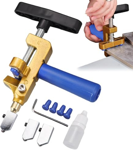 Handwerkzeug Glasschneider, 2 in 1 Glasschneidewerkzeug | Glasbrecher Zange | Handwerkzeug für Fliesen aus Wolfram mit Schraubendreher und 2 zusätzlichen Cutter