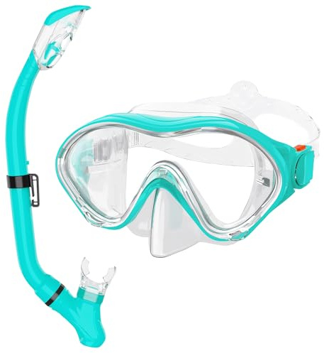 Attrezzatura da snorkeling per bambini con boccaglio pieghevole in silicone completamente asciutto, set da snorkeling per bambini, anti perdite, maschera per snorkeling junior con tubo morbido con