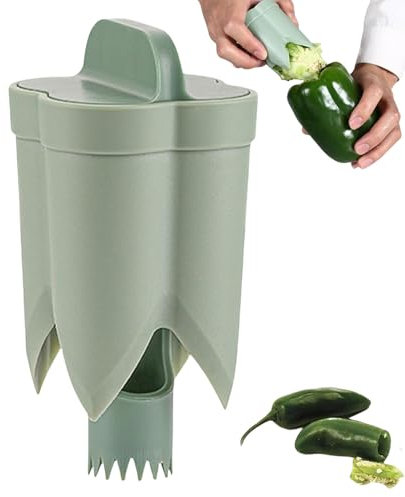 Jalapeno Entkerner Samenentferner – Pfefferentkerner, Schnellentkerner Entferner | 2 in 1 Paprika Kernentferner, schnelles Schneiden und Entsäen Glockenpfeffer Entkerner Werkzeug für BBQ, Obst