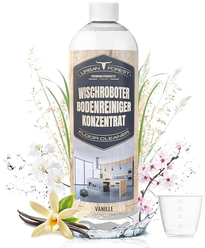 URBAN FOREST Wischroboter Bodenreiniger Konzentrat, Vanille, 1L | Für Saugroboter & alle Hartböden, streifenfrei, mit Dosierer