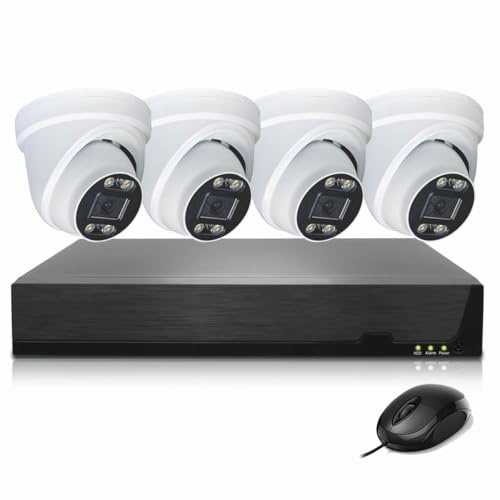 JUSTOP Starlight Outdoor CCTV Camera System, Smart Security Kit, Full Colour Night Vision, AOC Audio Recording, Two-Way Audio Talking, with 1TB Hard Drive and 4x 1080P Cameras, Email & APP Alert