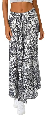 creazioni unique Gonna Lunga Donna con Elastico in Vita 100% Rayon - Gonna Donna Estate Primavera Comoda (Fantasia Grigio)