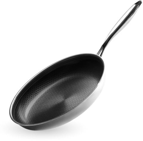 Onyx Cookware Poêle à frire 28 cm | Poêle à revêtement induction | Pour tous les types de plaques de cuisson | Surface anti-adhésive anti-rayures | 3 couches d'acier inoxydable/aluminium | Passe au