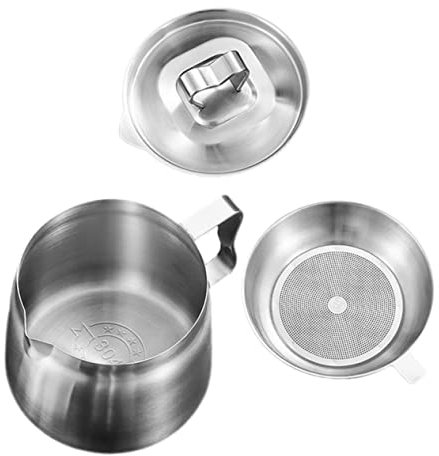 KICHOUSE Aceitera De Cocina 2.0l De Acero Inoxidable 304 Colador Fino, Filtro De Aceite Reutilizable Para Filtrar Restos, Almacenamiento De Grasa, Uso Doméstico y Cocina Profesional
