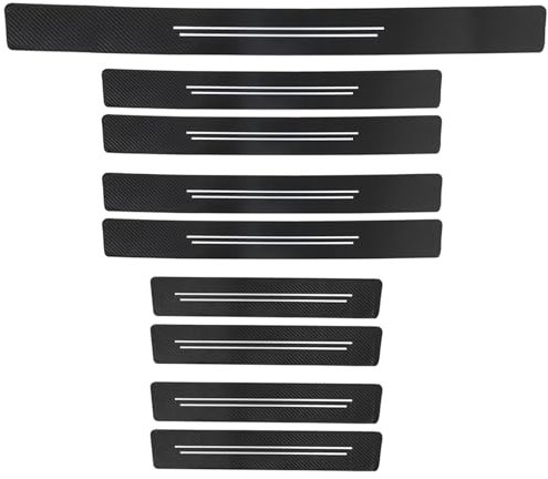 car door sill protector,9 pcs Carbon Fiber car door sill protector strips,Scratch Resistant Door Sill Bumper Protective Film Universal no Odor Waterproof and high temperature resistant