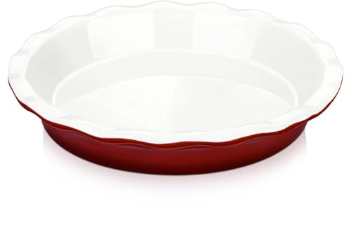 TAMUME Tortiera in ceramica con bordo ondulato per pasticceria perfetta, colore: rosso
