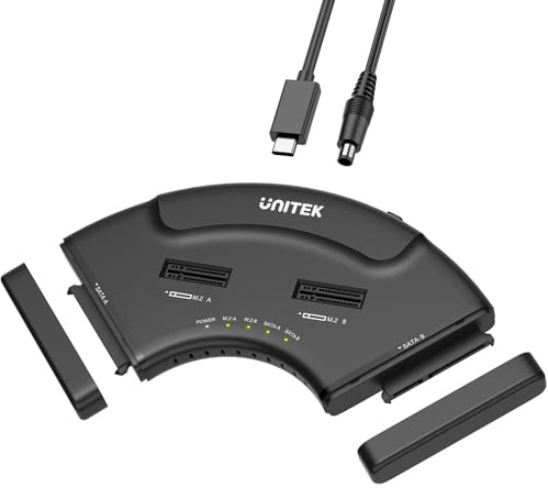 Unitek 4-in-1 Dual M.2 & Dual SATA Hard Drive Enclosure, 4-Bay USB-C Docking Station for 2X NVMe PCIe & 2X 2.5/3.5 SATA SSDs HDDs, 10Gbps USB 3.2 Gen2 Tool-Free UASP Trim for PC Mac Linux Android