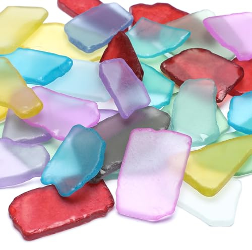 SUREAM Colorful Bulk Sea Glass, 13oz Sea Glass Christmas Tree Kit, Glass Stones for Beach Wedding Party Home Aquarium Decor and DIY Art Craft Supplies