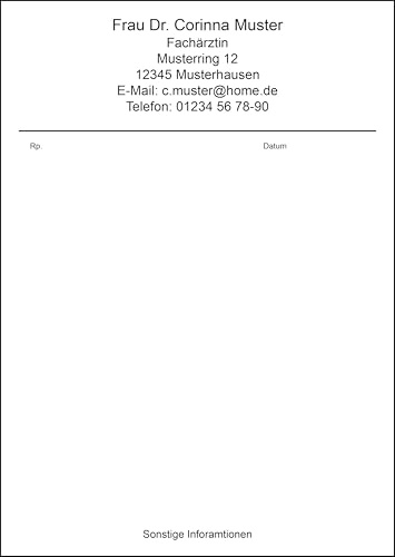 Privatrezepte für Ärzte | individuell personalisierbar mit Anschrift | 100 Blätter - 2 Rezeptblöcke á 50 Blätter - DIN A6 - blau, grün, rot, grau, weiß