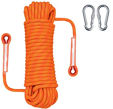 WOTZOV Kletterseil Kletterseil 12 mm, Statisches Kletterseil, Rettungsleine für den Brandschutz, Fitnessübung, Hundeleine, Mit Karabiner, 10 m, 15 m, 20 m, 30 m, 50 m, 100 m,12mm 100m