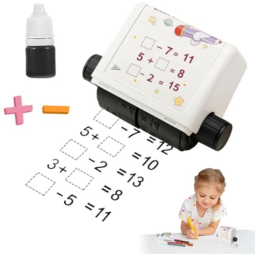 Roller Digitaler Lehrstempel, Math Roller Stamp Roller, Mathe Stempelroller, Mathe Rollstempel, Roller Digital Teaching Stamp, Mathe Roller Stempel für Kindergarten Lehre Addition und Subtraktion