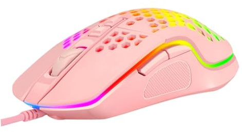 CLISPEED Souris de Jeu Filaire Lumineuse avec Éclairage Dpi Niveaux Compatible PC Bureau et Portable Design Ergonomique Perforé Rose