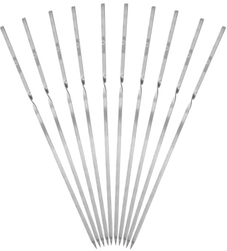Garneck 10 piezas Pinchos Barbacoa Planos Acero Inoxidable Resistentes Reutilizables para Parrilla Kebab Cocina Exterior