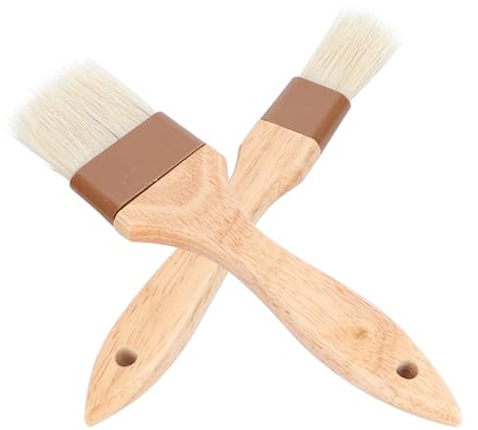 DIYEAH Set 2 Pennelli per Cucina in Legno di Faggio Setole di Maiale Pennello per Barbecue e Pennello per Biscotti Resistente al Calore Utensili da Forno per Grigliate e Picnic