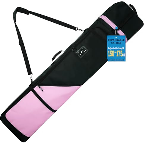 AUMTISC Bolsa de snowboard acolchada, resistente con forro interior impermeable, correas ajustables para el hombro, apta para tablas de snowboard de 155 a 180 cm, color negro y azul (rosa 2948)