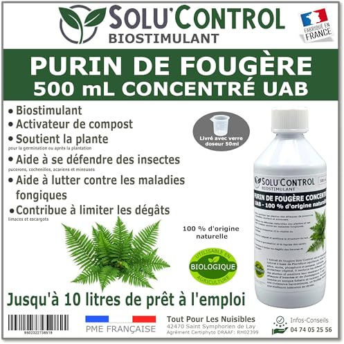Purin de Fougère Solu’Control – 500 ml Concentré UAB – Biostimulant Naturel – Aide à Se Défendre des Insectes & Maladies Fongiques – Activateur de Compost – 100% Naturel – Fabriqué en France
