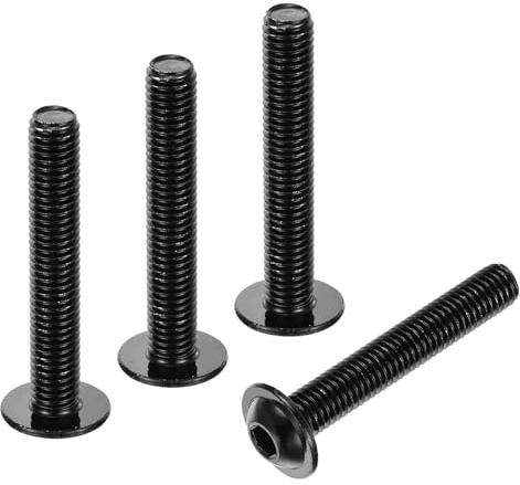 QUARKZMAN 10 Stück Linsenkopfschrauben Innensechskant M8-1.25x50mm Flansch Bundkopf Innensechskantschrauben 304 Edelstahl Befestigungsschrauben Vollgewinde Maschinenschrauben Schwarz