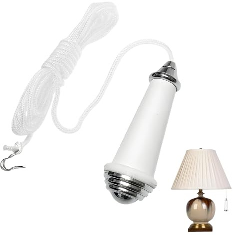 1PCS Bathroom Light Pull Cord with 1.5M Nylon Extension Classic Ceramic Chrome Light Pull Cord Handle for Bathroom Ceiling Fan