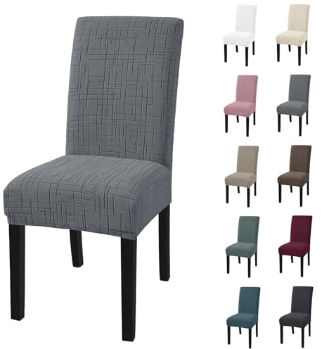 YSTELLAA Stuhlhussen 6er Set, Stretch Stuhlbezug, Hussen Für Stühle Abnehmbarer Waschbarer, Universale Stuhlbezüge, Stuhlüberzieher, Für Haus, Küche, Hotel, Restaurant, Bankett, Hellgrau