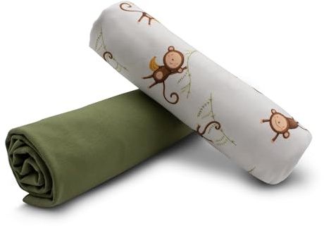 VmG-Store Stoffpaket Jersey und Bündchenstoff je 0,5m Set zum Nähen Baby Kinderbekleidung Baumwolljersey Schlauchware Kinderstoff Jerseystoff (Affe + Pickle Set27)