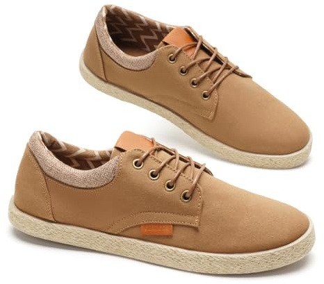 GLAMORA Zapatillas Lona Hombre con Cordones Alpargata Casual Canvas Zapato Plano Ligero Transpirable Suela Goma Efecto Esparto Flexible Comodo Verano kk-43