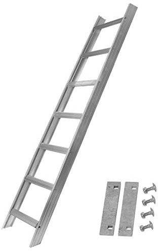 Alu Dachleiter Set ohne Farbe, 1,96 m mit Dachhaken (50 mm, gekröpft für Pfannenziegel) inkl. Auflageschutz und Aushebesicherung, Made in Germany, DEKRA geprüft