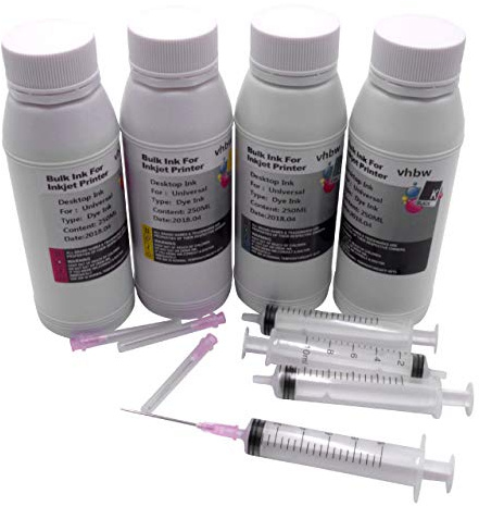 vhbw 4x Nachfülltinte kompatibel mit Canon Pixma G1501 Drucker | Refilltinte Dye Cyan, Dye Magenta, Dye Schwarz, Dye Yellow, 250ml