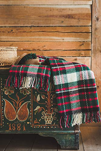 Ger3as Wolldecke Plaiddecke mit Fransen 130 x 210 cm Warme Decke Aus Schurwolldecke 100% Neuseeland Wolle Decke, Plaid oder Blankie für Sofa und Bett (Schottisch Grün)