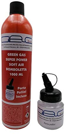 Glac Store® Bomboletta Bombola Green Gas per Softair da 1000 ML Soft Air Valvola Universale Potente con Porta Pallini Incluso