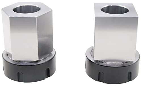 ER-40 Collet Chucks Block Set of 2 Square and Hex Workholding Holder for CNC Lathe Engraving Machine