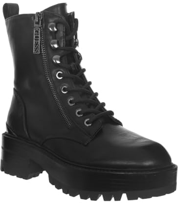 GUESS Women's Fearne Combat Boot, Black 967, 6.5 UK