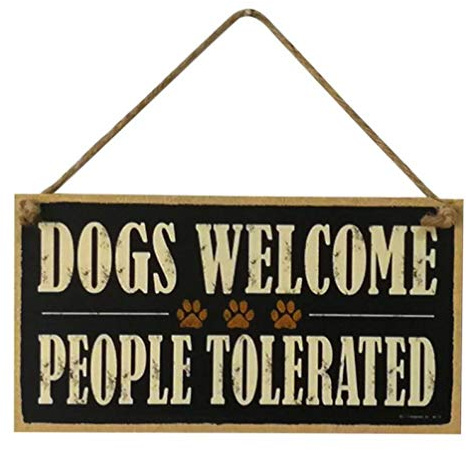 Dogs Welcome People Tolerated Wood Sign Farm Decorative Plaque Hanging Sign Board