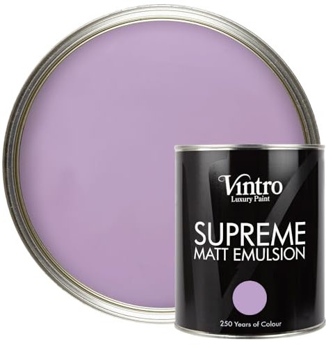 Vintro Luxury Matt Emulsion Smooth Chalky Finish Multi Surface Paint for Walls, Ceilings, Wood and Metal 1L (Dames Violet)