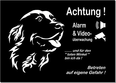 Retriever-Alarm + Videoüberwacht-Hund-Schild-Hundeschild- 3 Größen-Aluminium-Hunde-Tierschild-Warnschild-Hinweisschild (1450-133-20 x 15 cm ohne Löcher)