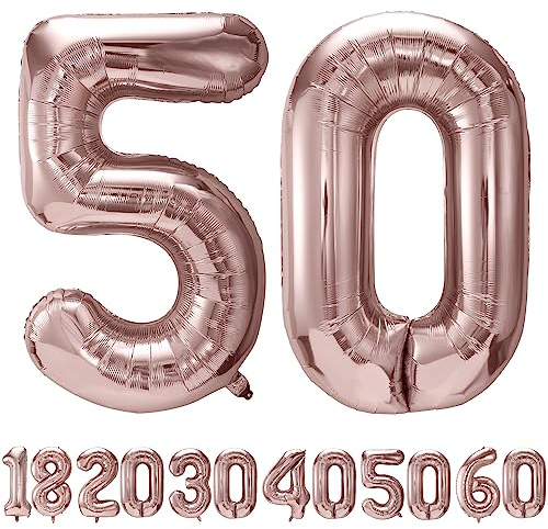 luftballon 50 jahre | Roségold 50 ballons-40-101cm 50 Geburtstagsdeko -50 Folienballon Zahl Deko zum Geburtstag fliegt mit Helium 50 Geburtstag für Männer Frauen 50 Geburtstagsparty Jubiläum