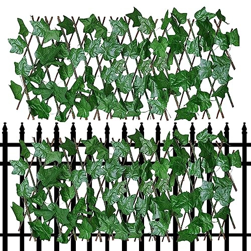 Lierre artificiel - Clôture d'intimité - Fausse vigne rampante - Extensible - Lierre artificiel réaliste - Clôture d'intimité réglable - Clôture d'intimité pour intérieur ou extérieur